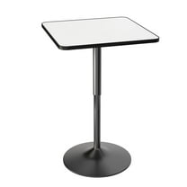 23.5" Square Pub Table, Metal Base Bar Table, Tall Cocktail Tables with 27.6"-35.4" Height Adjustable for Dining, Bistro, Café, Home, Bar, White