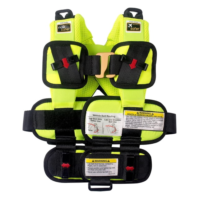 Asiento de coche RideSafer extra pequeño, amarillo, ligero y portátil
