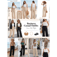 thumbnail image 7 of TELALEO Women's Wide Leg Palazzo Pants, Flowy Drawstring Elastic Waist Trousers with Pockets, Summer Casual Beach Vacation Pants Size M, 7 of 7