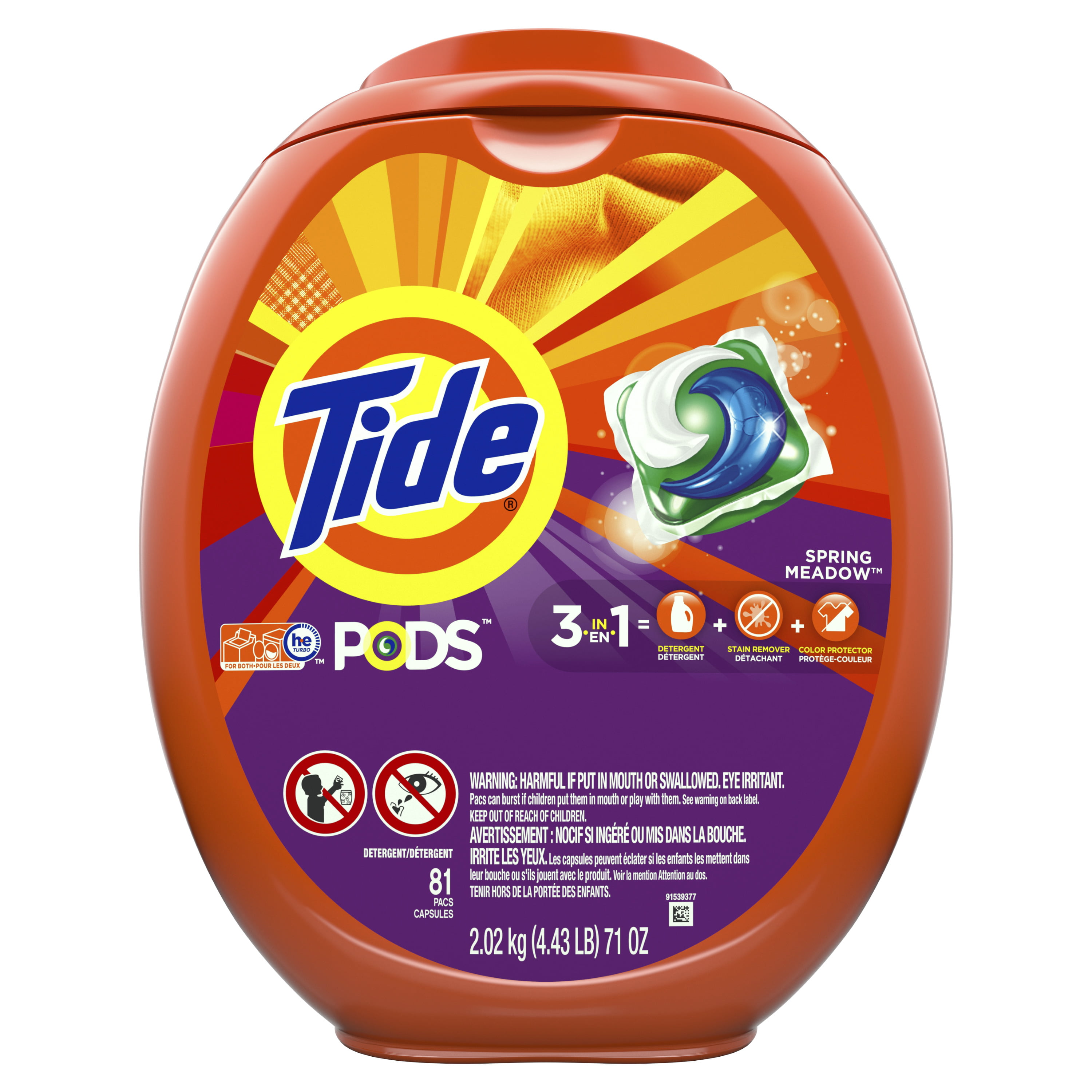 Tide PODS Liquid Laundry Detergent Pacs, Spring Meadow, 81 count