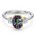 thumbnail image 3 of Gem Stone King 10K Two Tone Gold Green Mystic Topaz and Lab Grown Diamond Engagement Ring for Women | 2.84 Cttw | Oval 9X7MM | Gemstone November Birthstone | Size 9, 3 of 6