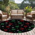 thumbnail image 4 of Black Christmas Round Area Rug 7Ft Washable Circle Rugs for Dorm Laundry Room, Xmas Snowflakes Pets Footprints Red Green Non-Slip Carpet Floor Mats Indoor Outdoor Carpet Runner Aesthetic Home Decor, 4 of 8