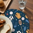 thumbnail image 3 of Sports Theme Round 15 Inch Placemats Set of 6, Cartoon Soccer Baseball Basketball Star Blue HeatResistant Non Slip Place Mats for Dining Table, Wipeable Braided Kitchen Table Mats for Housewarming, 3 of 9