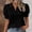 Black, variant on Womens Button Down Shirts Short Sleeves Blouse Puff Short Sleeve Textured Summer Shirts Office Work Tops Business Casual Womens Clothing Womens Going Out Tops (S-3XL)