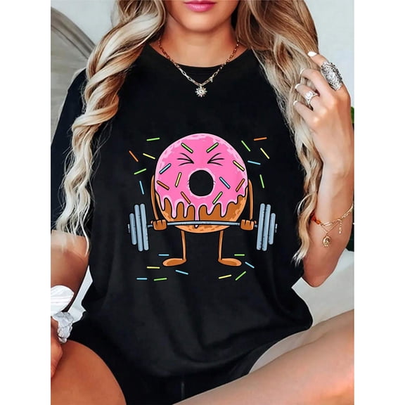 100% Cotton Weightlifing - Funny Fitness Workout Gym Donut Lover T-Shirt