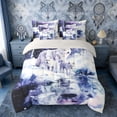 thumbnail image 3 of Erosebridal Watercolor White Wolf Family Print Twin Bedding Sets, Snowy Winter Bedding Comforter Set for Men and Women, Navy Reversible 7pcs, 3 of 6