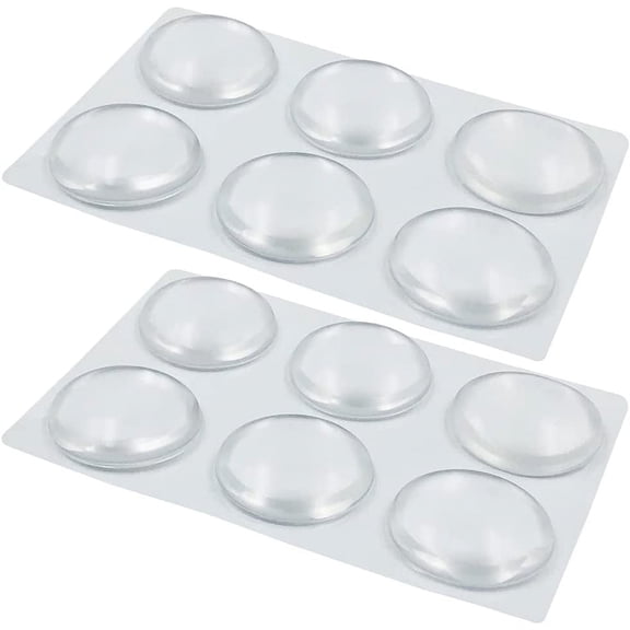 12 PCS Door Knob Wall Shield, DaKuan 1.57 Inch Transparent Round Soft Rubber Wall Protector Self Adhesive Door Handle Bumper