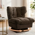 thumbnail image 3 of Sillón giratorio 360° tapizado en lino para salón o dormitorio - Asiento extra profundo, respaldo alto, cojín grueso - Diseño moderno y cómodo, capacidad 136 kg - Montaje fácil - Color: Flax | Brown, 3 of 7