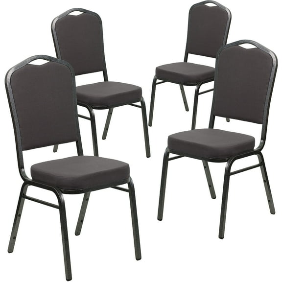 Flash Furniture Hercules Series Adult Size Crown Back Stacking Banquet Chairs, Set of 4, Gray