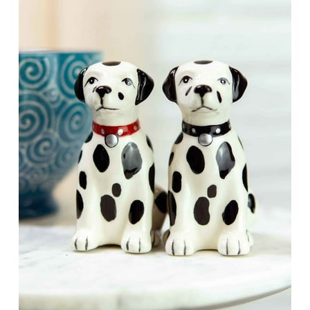 Black And White Spotted Dalmatian Dogs Puppies Magnetic Salt Pepper Shakers Set