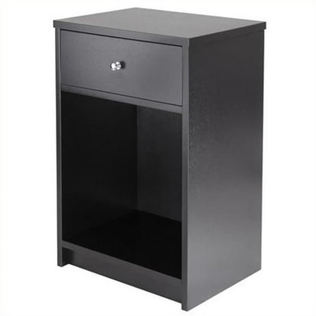 Kingfisher Lane 1-Drawer Transitional Wood Accent Table in Black