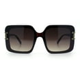 thumbnail image 5 of Womens Rimless Designer Fashion Oversized Rectangular Plastic Sunglasses All Brown, 5 of 8