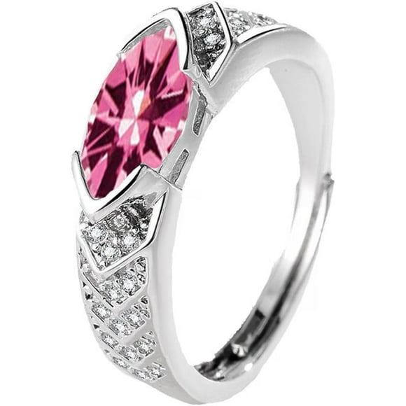 Magnetic Titanium Ion Moissanite Diamond Ring, Magnetology Moissanite Diamond Ring, Fashionable Open Cubic Zirconia Ring for Women (Pink)