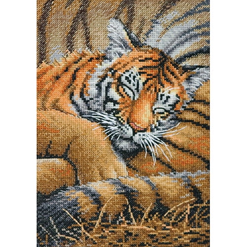 Dimensions Counted Cross Stitch Kit 9"X14"Tiger Chilling Out 18 Count 