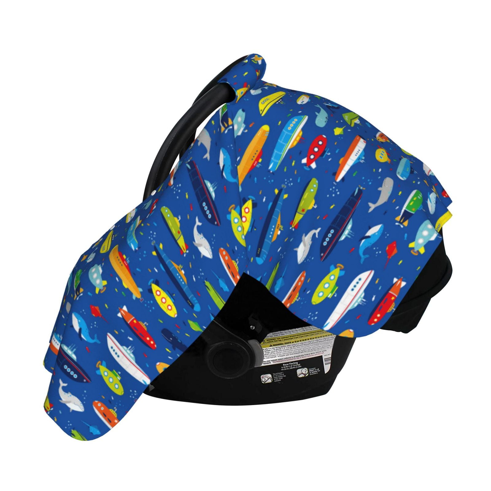 Naloa Submarines And Whales Baby Car Seat Cover, Breathable Baby Carrier Cover, Multiuse Baby Carrier Cover & Nursing Breastfeeding Cover