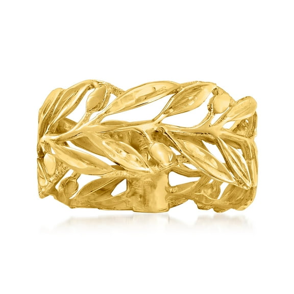Ross-Simons Italian 14kt Yellow Gold Openwork Leaf Ring, Women's, Adult