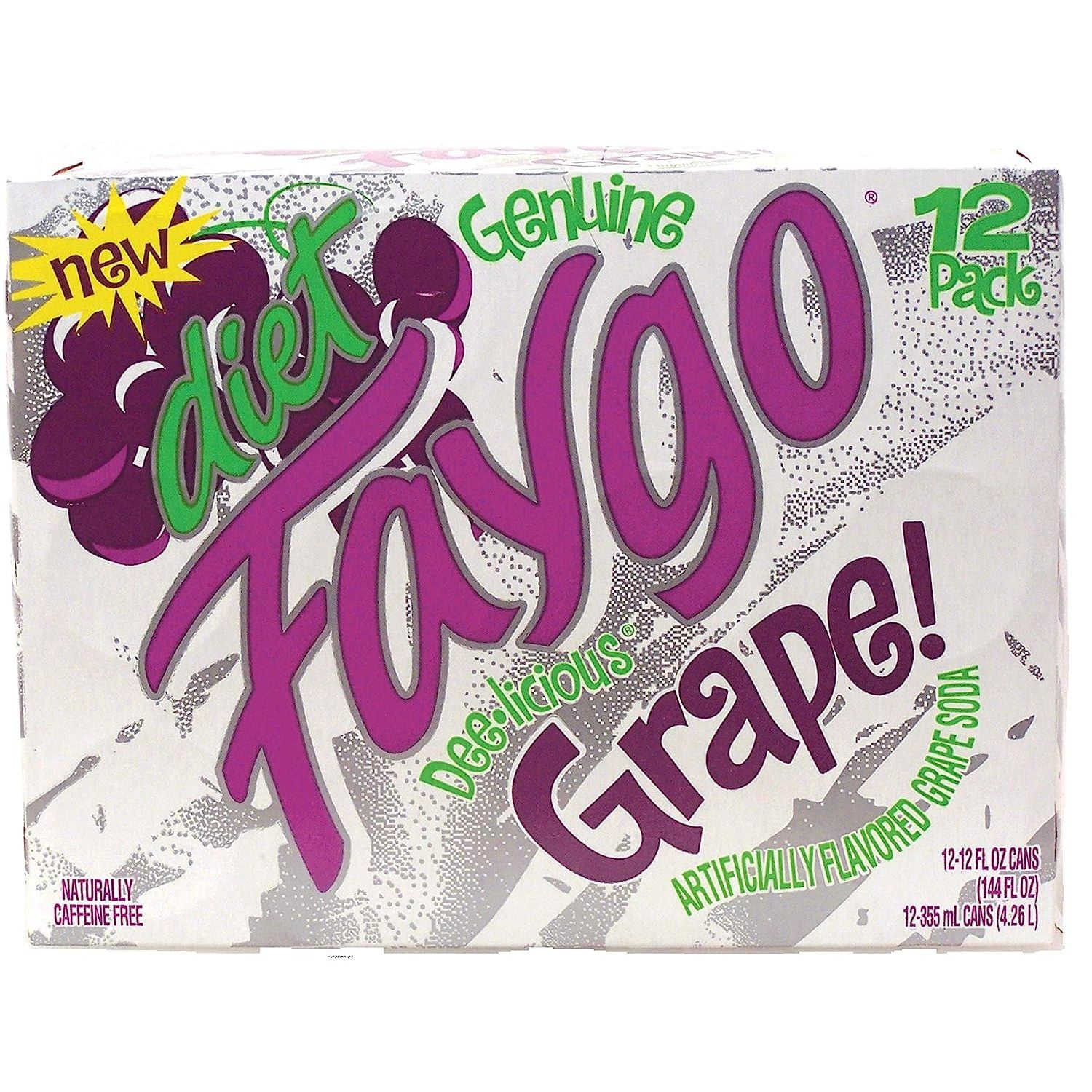 Bilot diet grape flavor soda, 12-fl. oz. cans 12-pack Suitcase