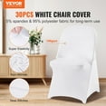 thumbnail image 2 of VEVOR 12 & 30 PCS White Spandex Chair Covers Stretch Washable for Wedding Dining Banquet Event 30Pcs, 2 of 5