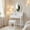 White, variant on Resenkos Ladies Makeup Vanity Console with Revolving Mirror and Soft Cushion Seat, 4 Drawer Wood Dressing Table with Roomy Storage for Bedroom, Pink