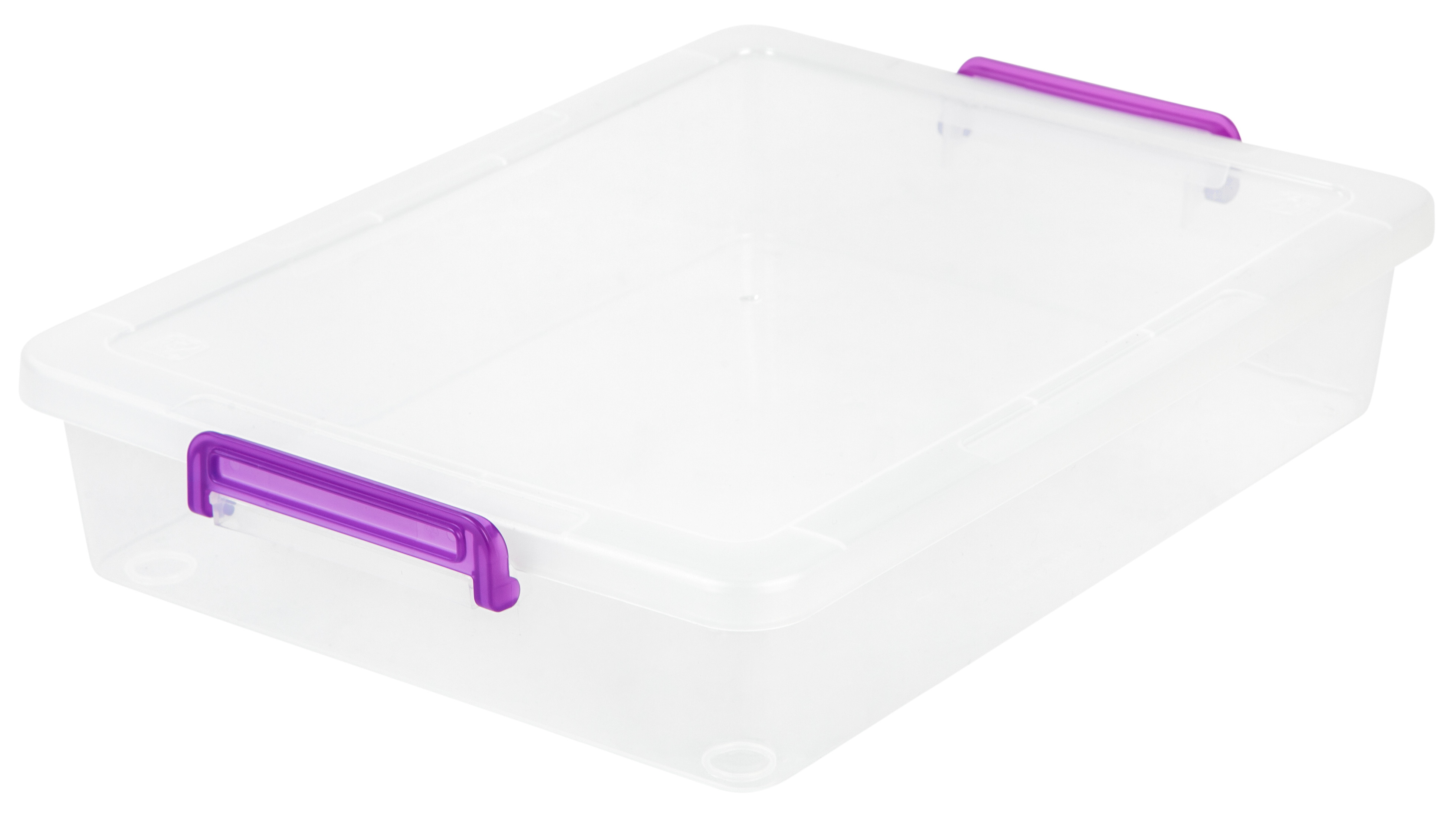 IRIS Large Modular Latching Box Purple Handle, Clear
