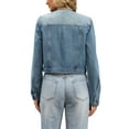 thumbnail image 3 of INSPIRE CHIC Women's  Jacket Denim Collarless Button Down Western Long Sleeve Jean Cropped Jackets M Vintage Blue, 3 of 6
