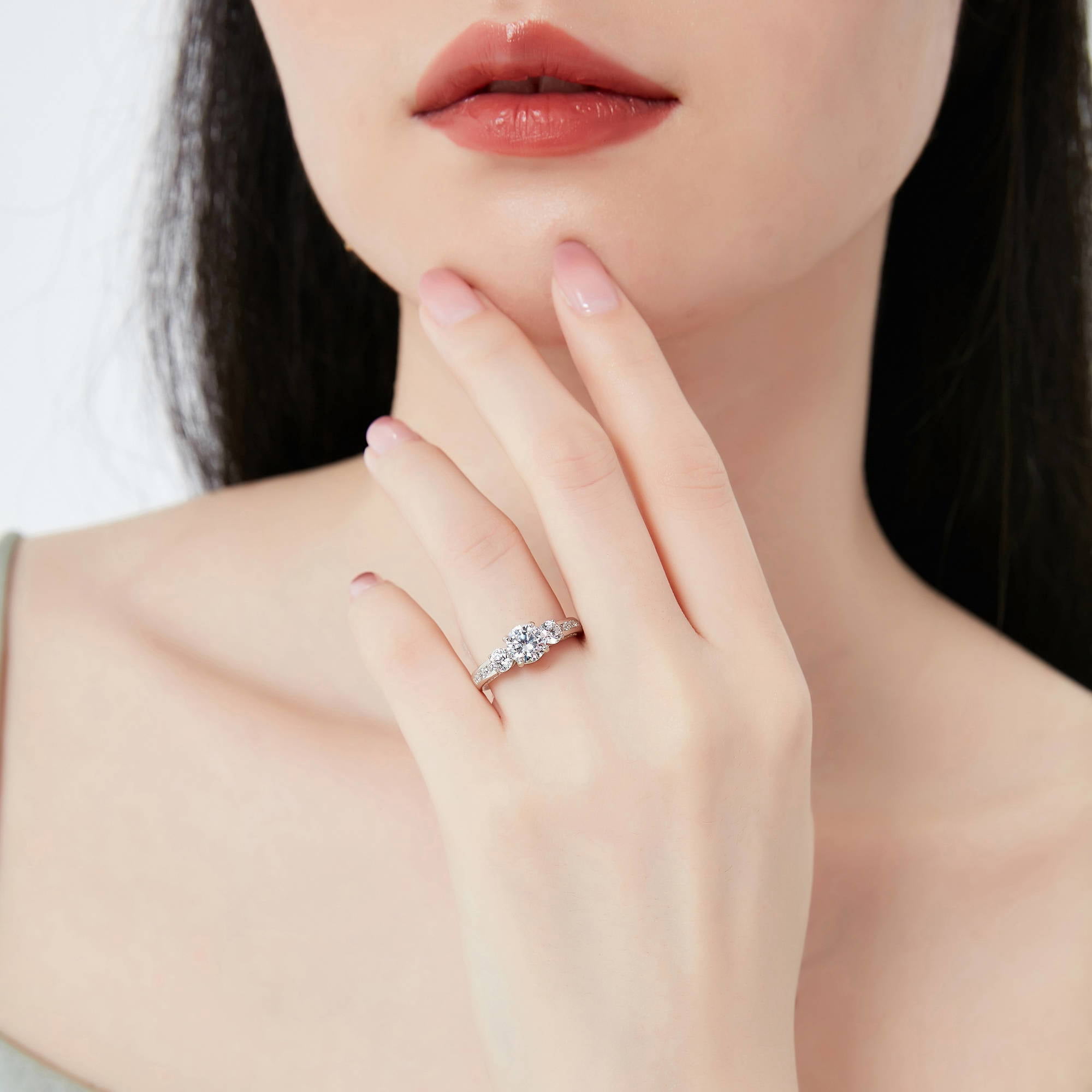 BERRICLE Sterling Silver 3-Stone Wedding Engagement Rings 1 Carat Round Cut Cubic Zirconia CZ Promise Ring for Women, Rhodium Plated Size 4.5