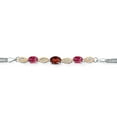 thumbnail image 2 of Gem Stone King 925 Silver and 10K Yellow Gold Red Garnet and Pink Tourmaline and White Lab Grown Diamond Bracelet for Women (1.88 Cttw, Gemstone January Birthstone, Oval, Wheat Chain, 7 inches), 2 of 5