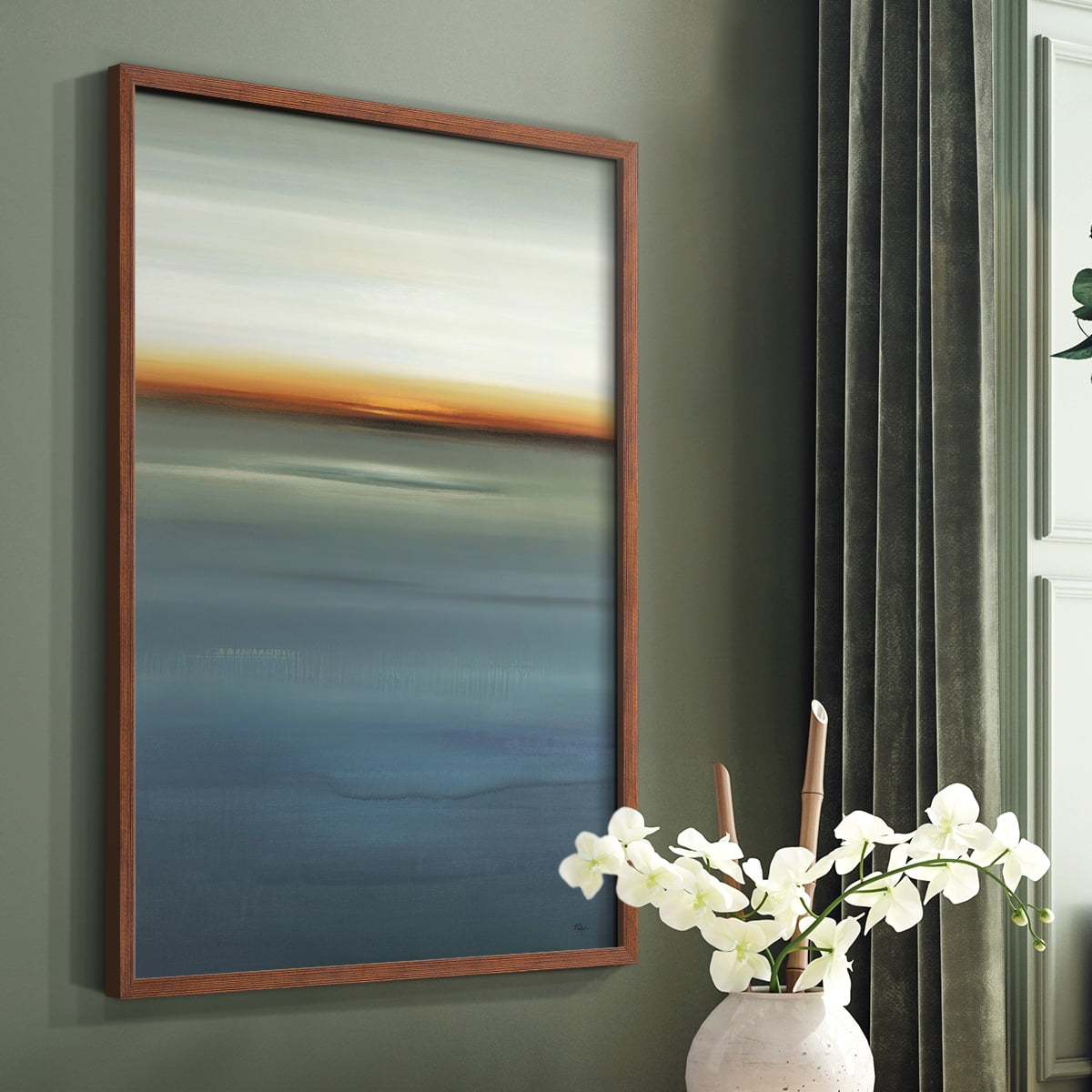 Beside the Blue I Framed Print in Brown Solid Wood Framed Print No Nail Hanging