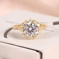 thumbnail image 3 of Aurora&Fiori 2carat Round Cut Moissanite Engagement Ring for Women 18K Yellow Gold Plated S925 Sterling Silver Flower Halo Promise Ring, 3 of 15