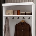 thumbnail image 4 of MONSLIPA Hall Tree with Bench and Drawer, Entryway Coat Rack Closet Stand with 6 Double Hooks for Entrance Hallway, White, 4 of 8
