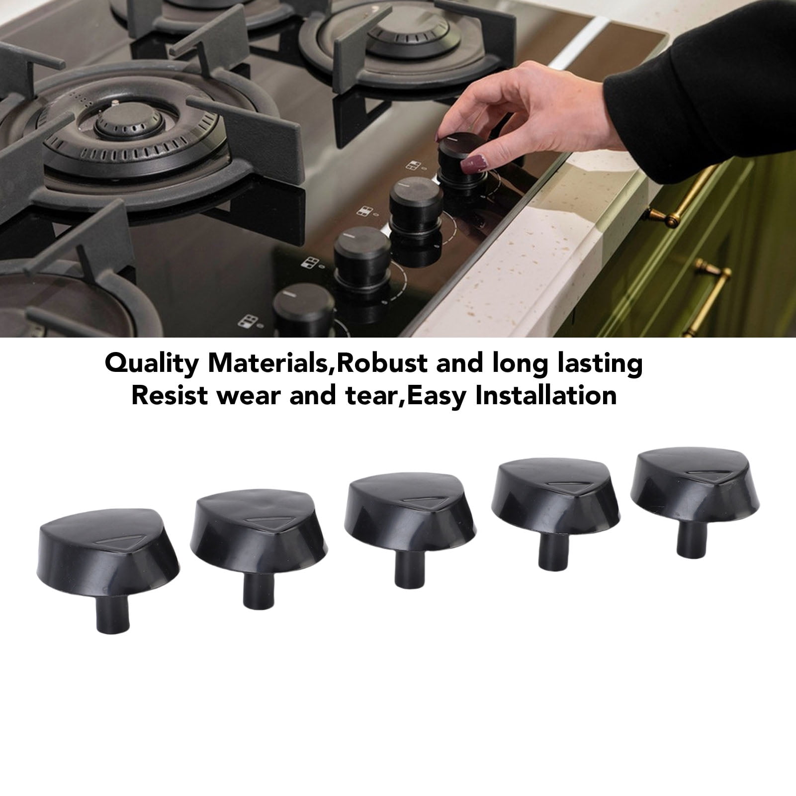 YAHHU 5 Pcs Stove Replacement Knob Universal Fit Cooktop Range Knobs for Kitchen Easy To Install 1.97 inches / 5 cm