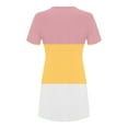 thumbnail image 4 of Besolor Summer Dresses for Women 2024 Color Block Crewneck Short Sleeve A-Line Flowy Beach Mini T-Shirt Dress, 4 of 4