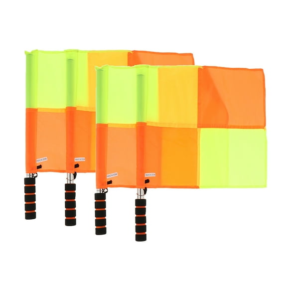 2 Pack Soccer Referee Flags & Rotating Handle Stick for Football Competition