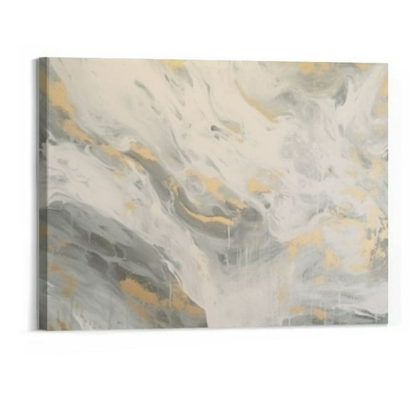 JRXY Wall Art Abstract Canvas Painting Gray gold Wall Decor Fluid Ink Modern Artwork for Living Room Bedroom Dining Room Home Office Decor 20"x16" with Framed 20x16in