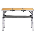 thumbnail image 2 of Hassch Adjustable Height Folding Table, 3FT Lightweight Outdoor Camping Table with Mesh Storage and Aluminum Frame, for Backyard Patio Picnic or Indoor Use, Wood Grain, 2 of 9