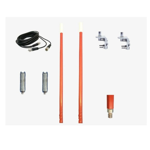 CRS 2 1000 WATT 2FT RED CB RADIO ANTENNAS,DUAL 18FT COAX, MOUNTS, SPRINGS