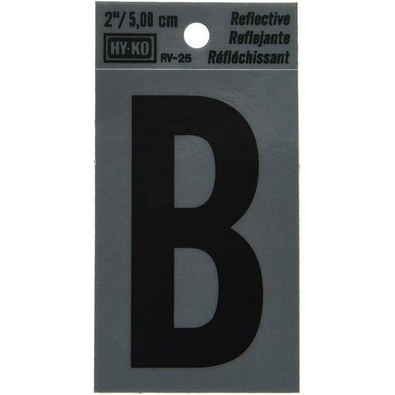 Hy-Ko RV-25/B Self-Stick Reflective with Letter B, 2", Black