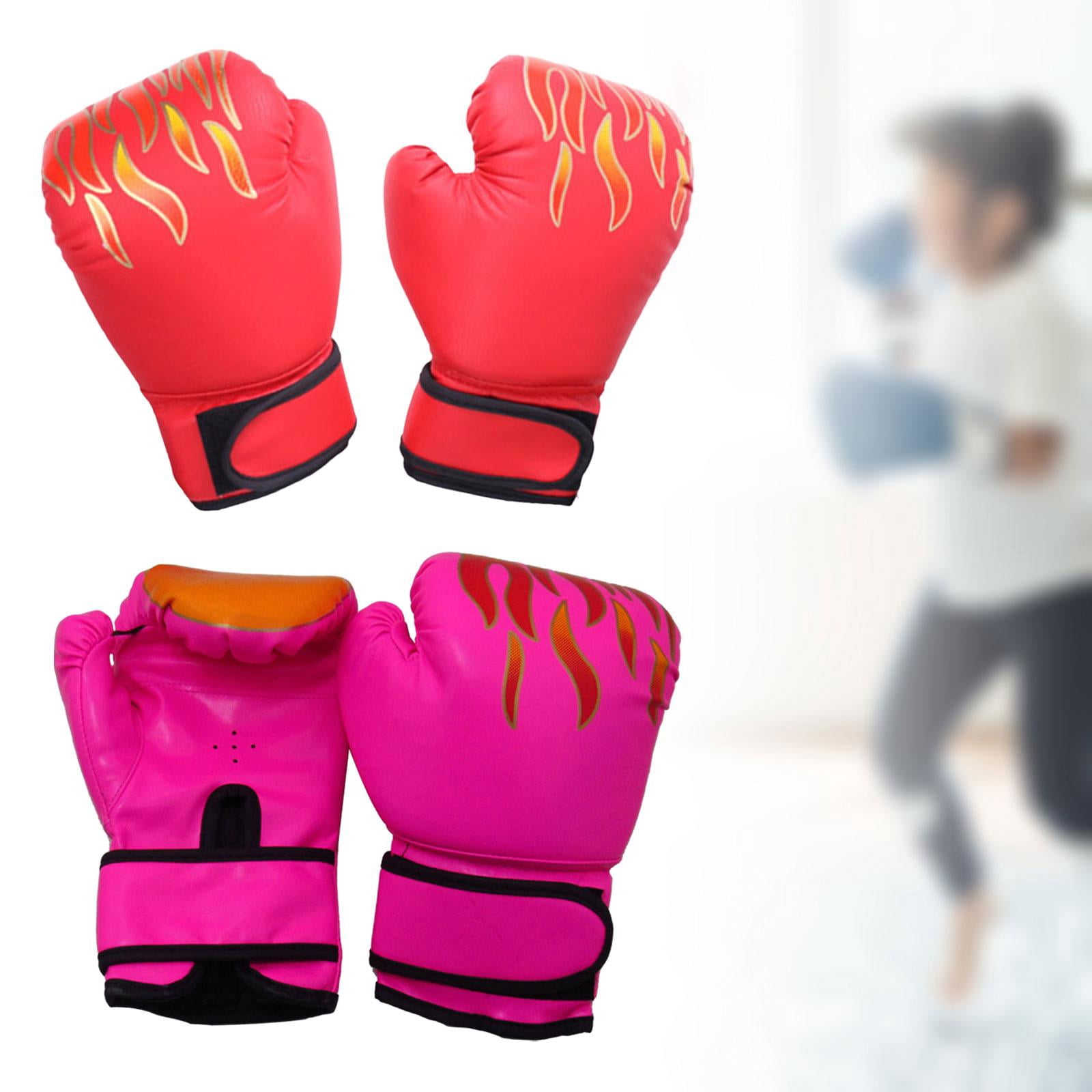 Baoblaze 2 Pair of Kids Boxing Gloves Beginners Home Gym Punching Bag Sparring Gloves Pink and Red