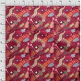 thumbnail image 4 of oneOone Rayon Red Fabric Writing World Trip Doodle Sewing Material Print Fabric By The Yard 56 Inch Wide, 4 of 4