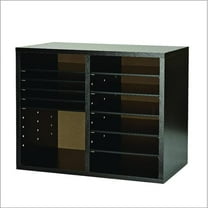 AdirOffice ALHI50012BLK Wood Adjustable 12 Compartment Literature Organizer, 12 Sections, Letter Size, 20 x 11.8 x 16.3 in., Black