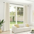thumbnail image 2 of 100% Blackout Curtains,50"Wx84"L Faux Linen Textured Back Tab/Rod Pocket Curtain,2 Panels Set,Thermal Insulated Curtains for Livingroom,Light Cream, 2 of 8