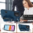 thumbnail image 4 of Allytech Wallet Case for iPhone 11, [Card Slot] [Ring Buckle] [Adjustable Wristband with Snap Buckles] Premium PU Leather Kickstand Shockproof Case Cover for Women Men - Blue, 4 of 10