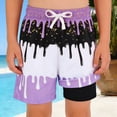 thumbnail image 5 of Boys Ice Cream Drip Print Swim Trunks With Built In Liner Side Pockets Quick Dry Beach Shorts For Summer Pool And Water Activities,Purple,100, 5 of 8