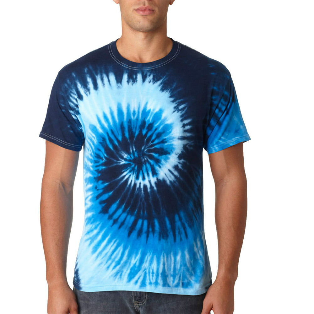 Tie-Dye - Tie-Dyes Mens Reactive-Dyed Flat Collar T-Shirt, Blue Ocean ...