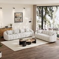 thumbnail image 2 of Wiilayok 91.5'' Cloud 3 Seater Couch,Chenille Curved Sofa Couch with Deep Seat,Pillow Arm,Comfy Sofa for Living Room Bedroom Office Apartment,Beige, 2 of 10