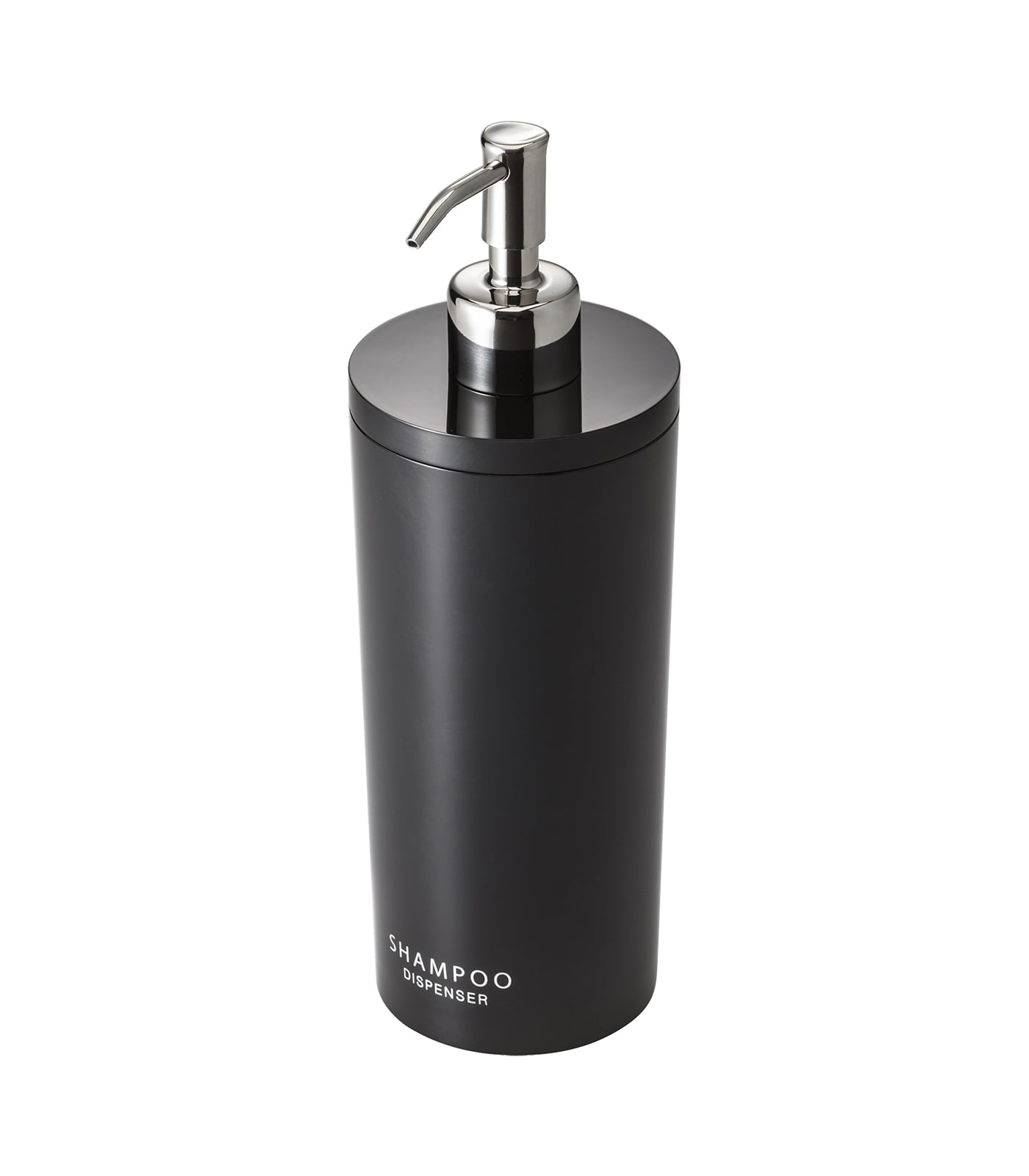 Yamazaki Tower Shampoo Dispenser Contemporary Bottle Pump for Shower, Round, Black & Silver
