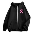 thumbnail image 5 of Women's Cancer Hoodies with Zipper Pink Ribbon Print Long Sleeve Crewneck Sweatshirts Spring Casual Jackets, 5 of 6