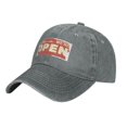 thumbnail image 3 of DouZhe Adjustable Washed Cotton Baseball Cap - Open Entry Sign Prints Vintage Dad Hat Unisex Sports Caps (Gray), 3 of 6