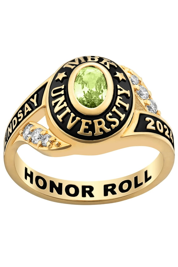 Order Now for 2025 Graduation, Freestyle Women's 14K Gold over Sterling Birthstone Classic Class Ring, Personalized, High School or College Graduation