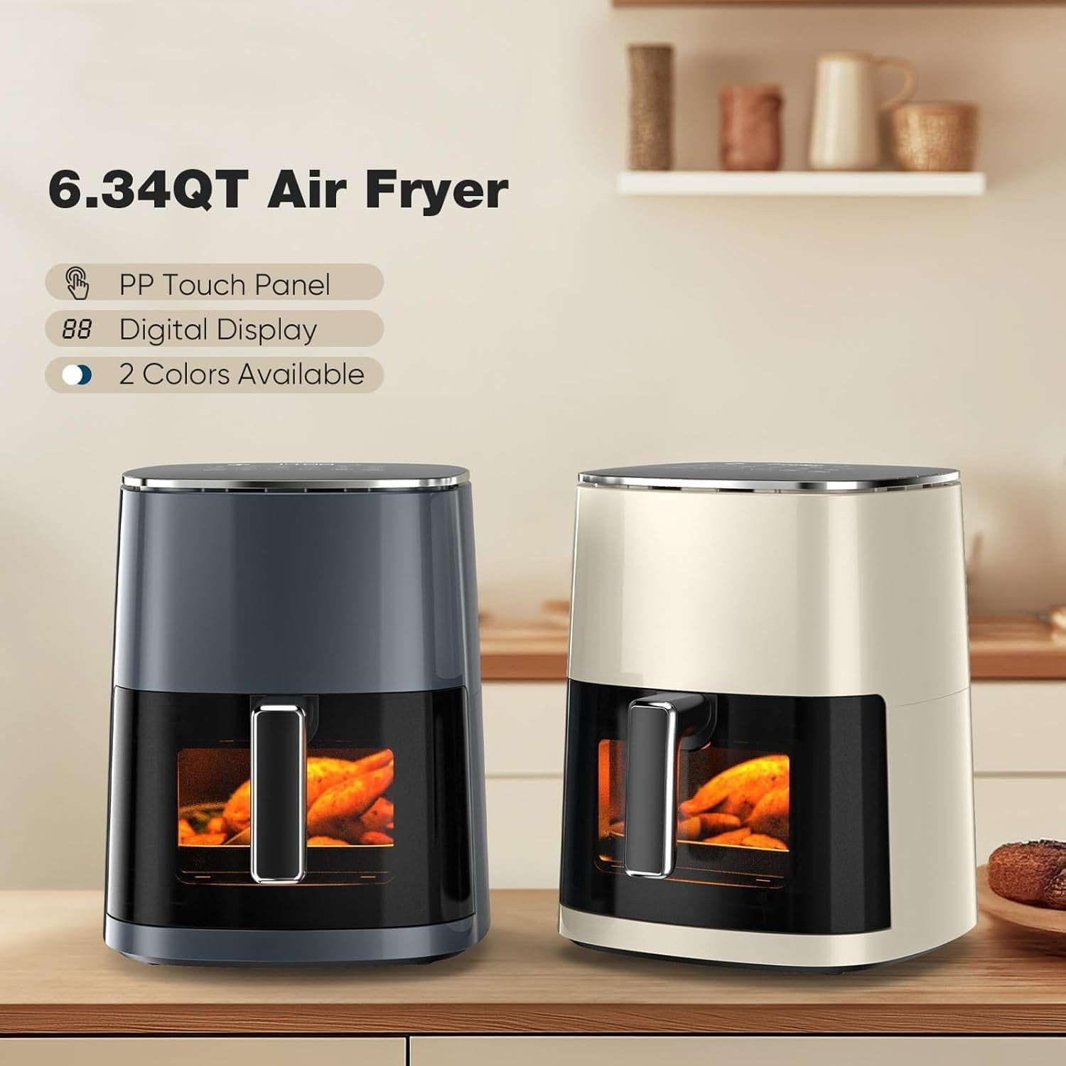 6QT Large Air Fryer with Clear Window, 12-in-1 Digital Touchscreen for Family Cooking